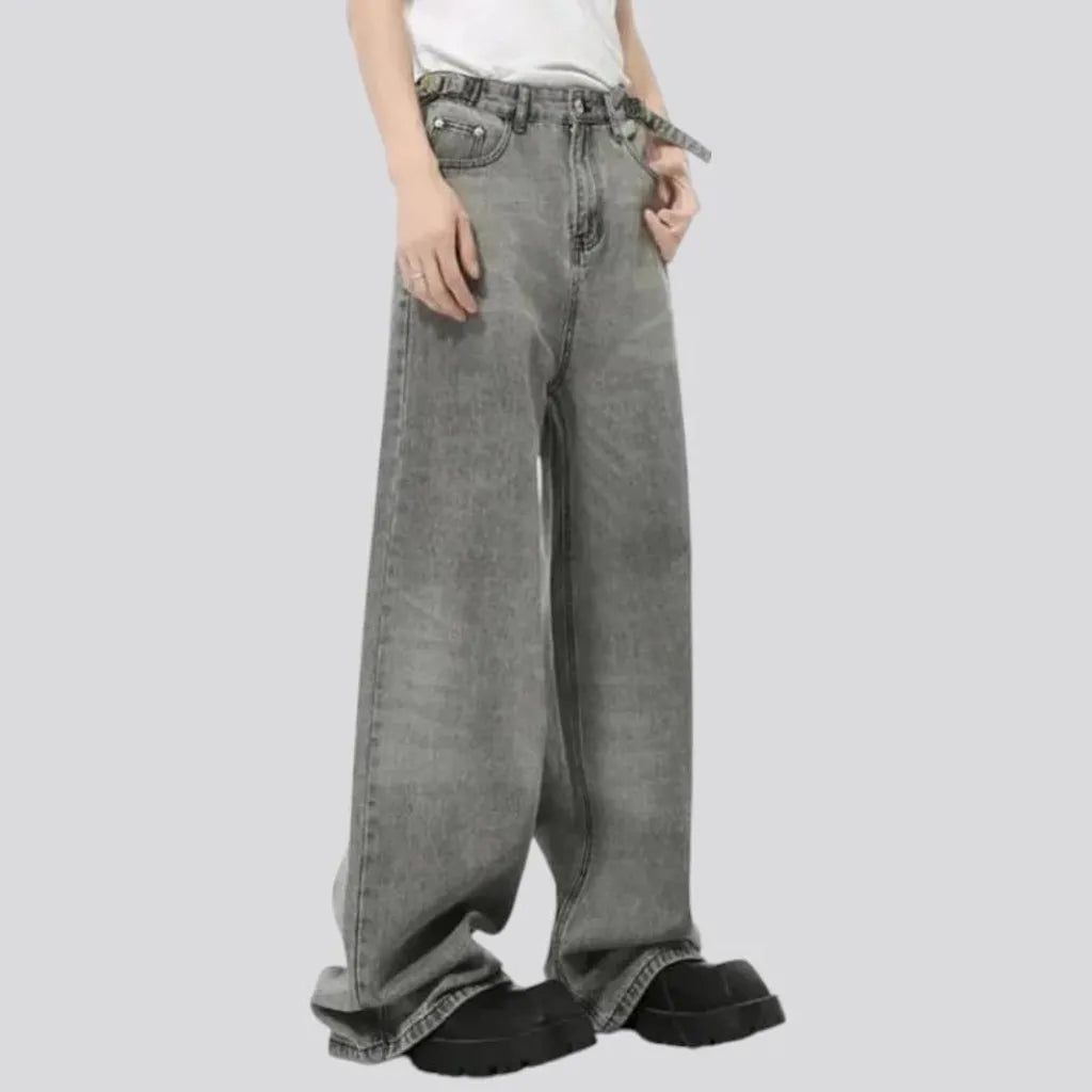 Mid rise boho baggy men's jeans