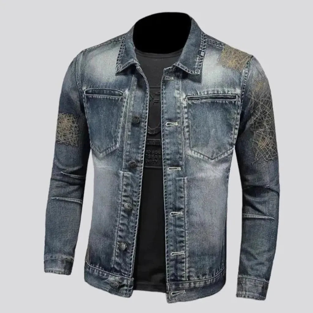 Sanded slim men's denim jacket