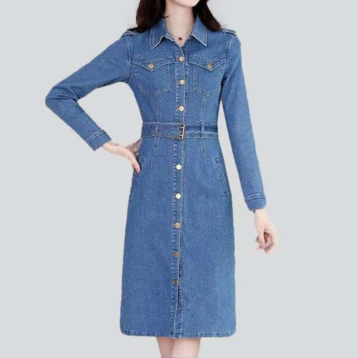 Long stonewashed jean dress