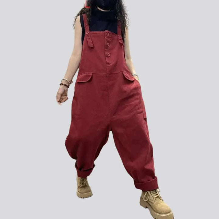 Color jeans jumpsuit
 for women