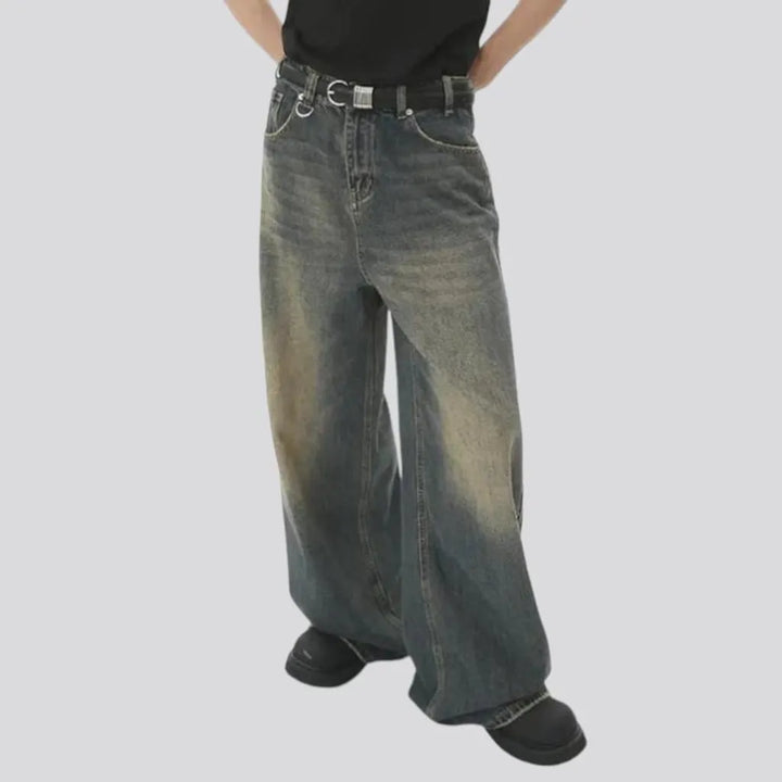 Baggy men's aged jeans