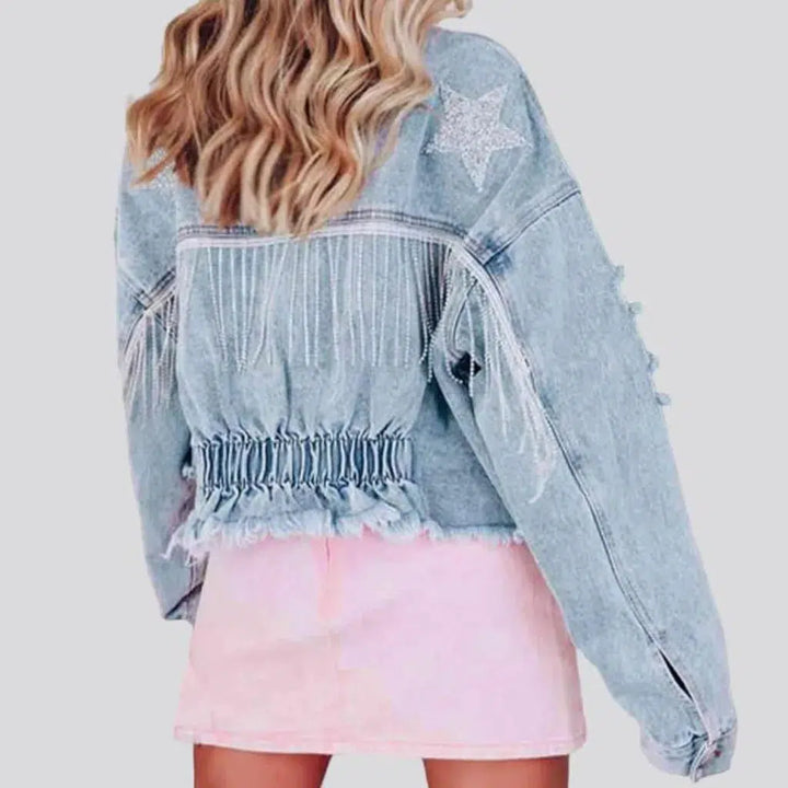 Fringe jean jacket
 for ladies