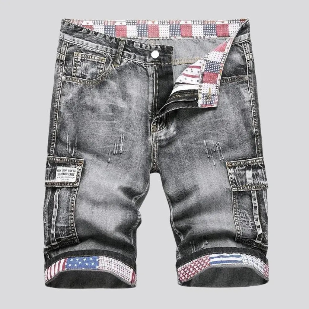 Sanded mid-waist jeans shorts for men