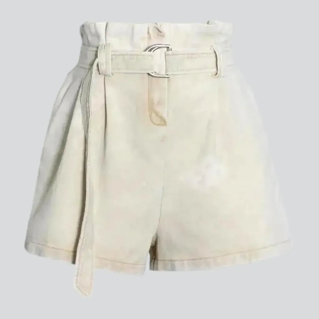 Fashion faded wash wide fit women's jean shorts