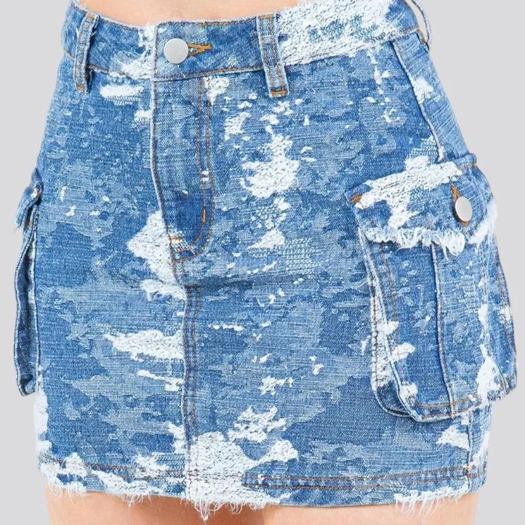 Chic mid rise denim jean skirt