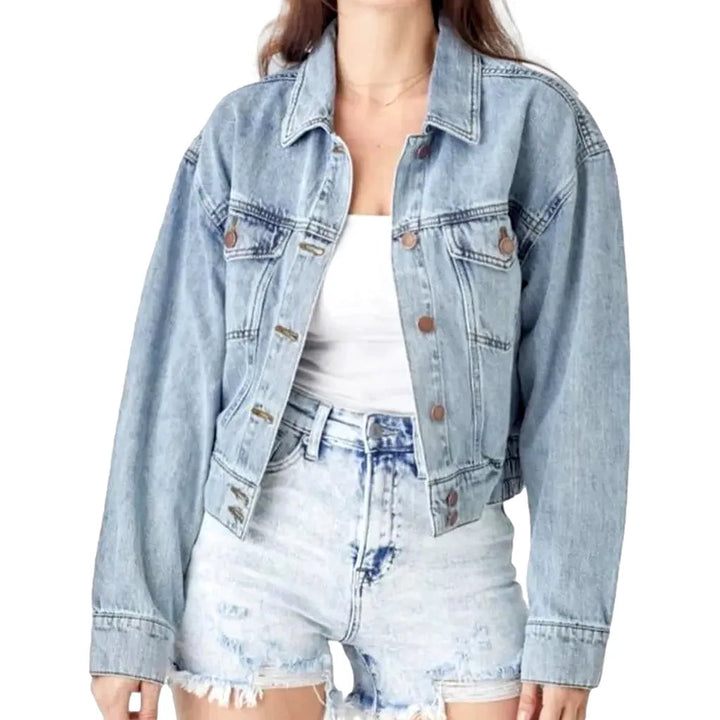 90s flap-pockets jeans jacket
 for women