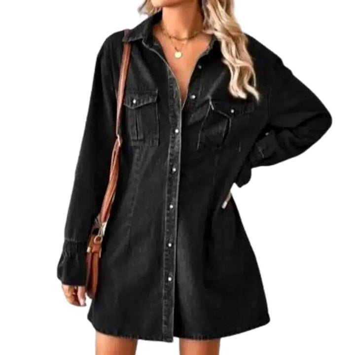 90s Style Jean Dress - Black