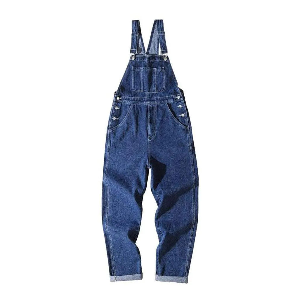 90s Style Men's Denim Dungaree - Dark Blue