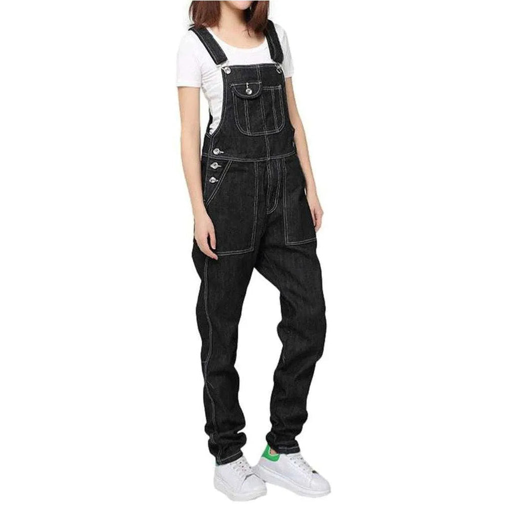 90s Style Women's Denim Overall - Black