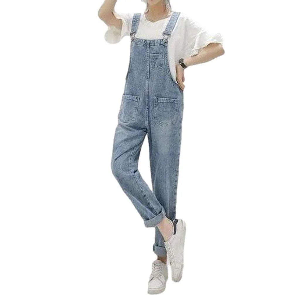 90s Women's Jeans Dungaree - Light Blue