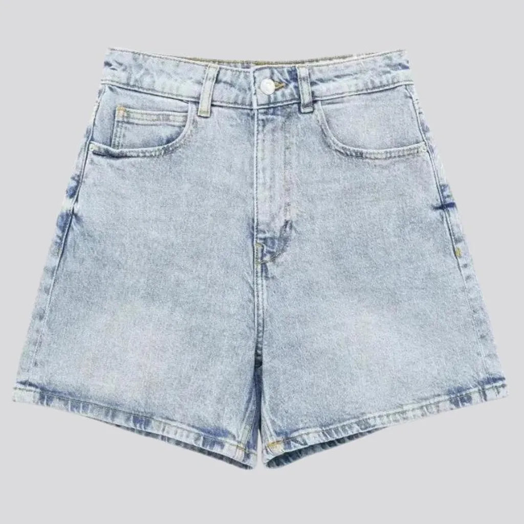 Casual fit high waist women's jeans shorts