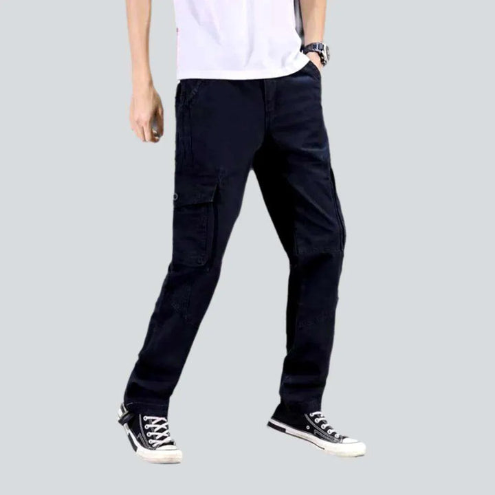 Mid-waist color denim pants
 for men