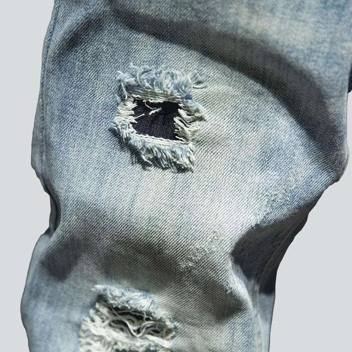 Bleached light blue men's jeans