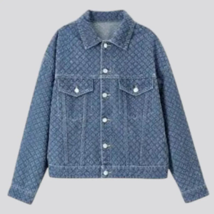 Boho medium-wash denim jacket for women