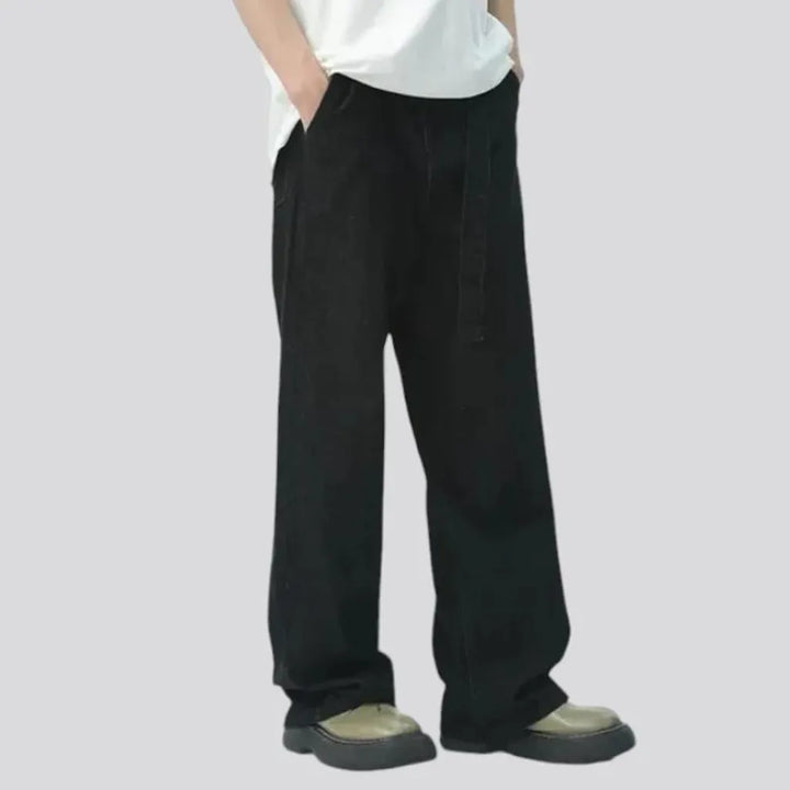 Monochrome mid rise baggy men's jeans