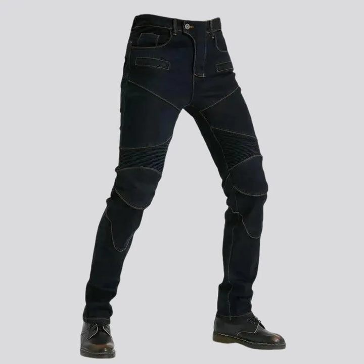 High rise sanded slim fit riding men's jeans