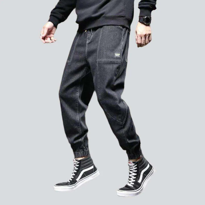 Streetwear dark men's denim joggers