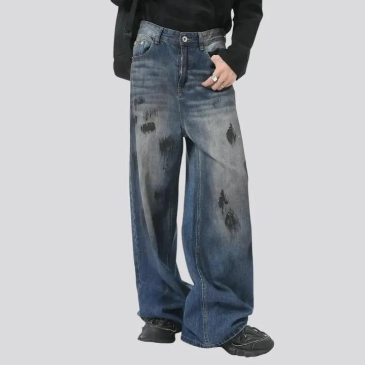 Painted mid rise men's jeans