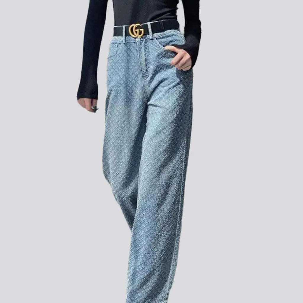 Ornament embroidery wide women's jeans