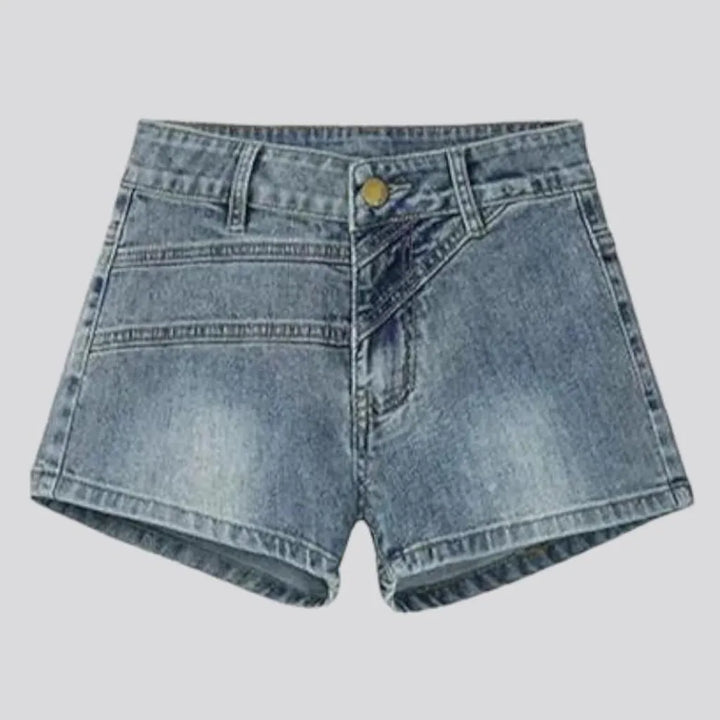 Vintage patchwork-stitching denim shorts
 for women