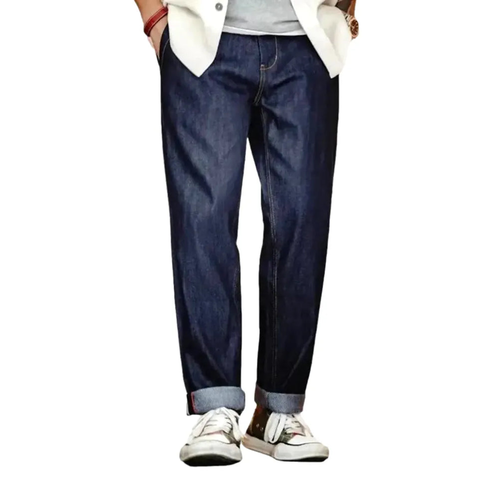 Boho Style Self-edge Jeans for Men - Blue