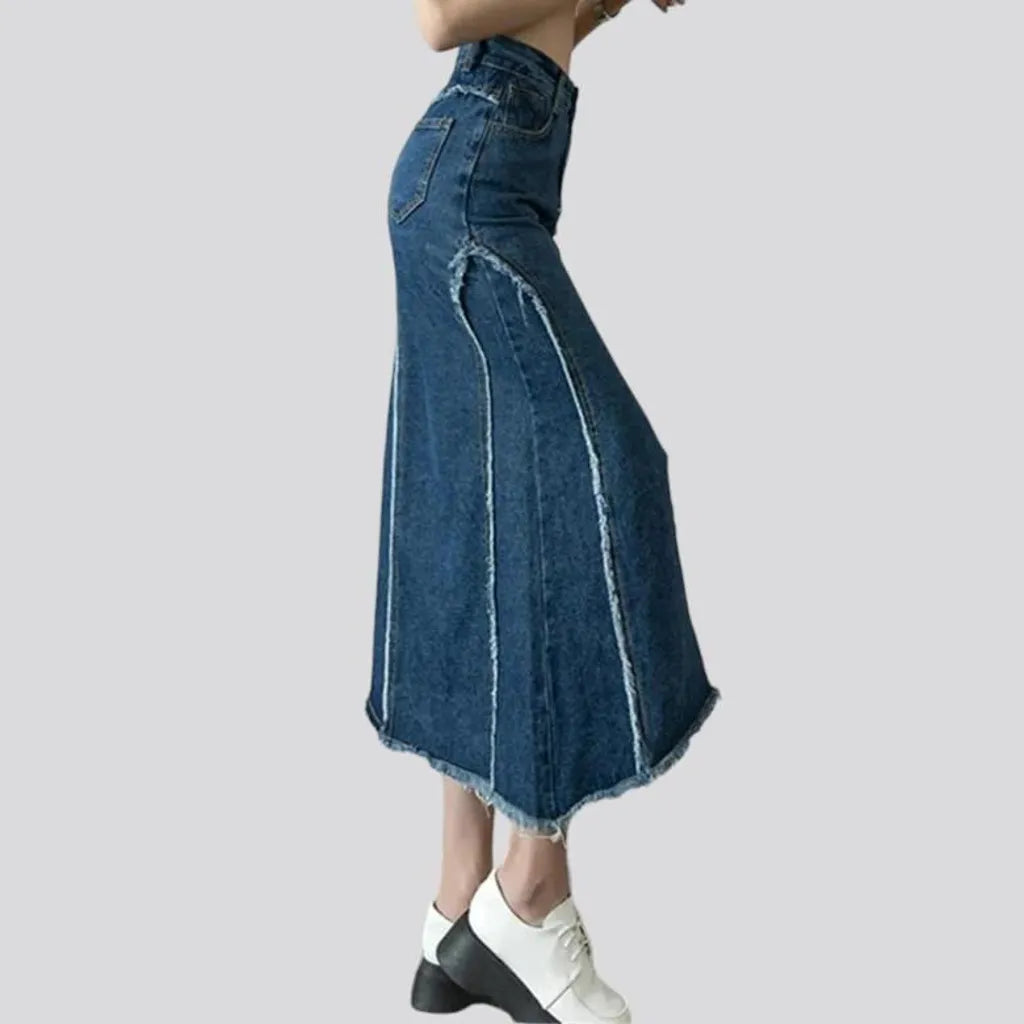 Distressed women's jean skirt