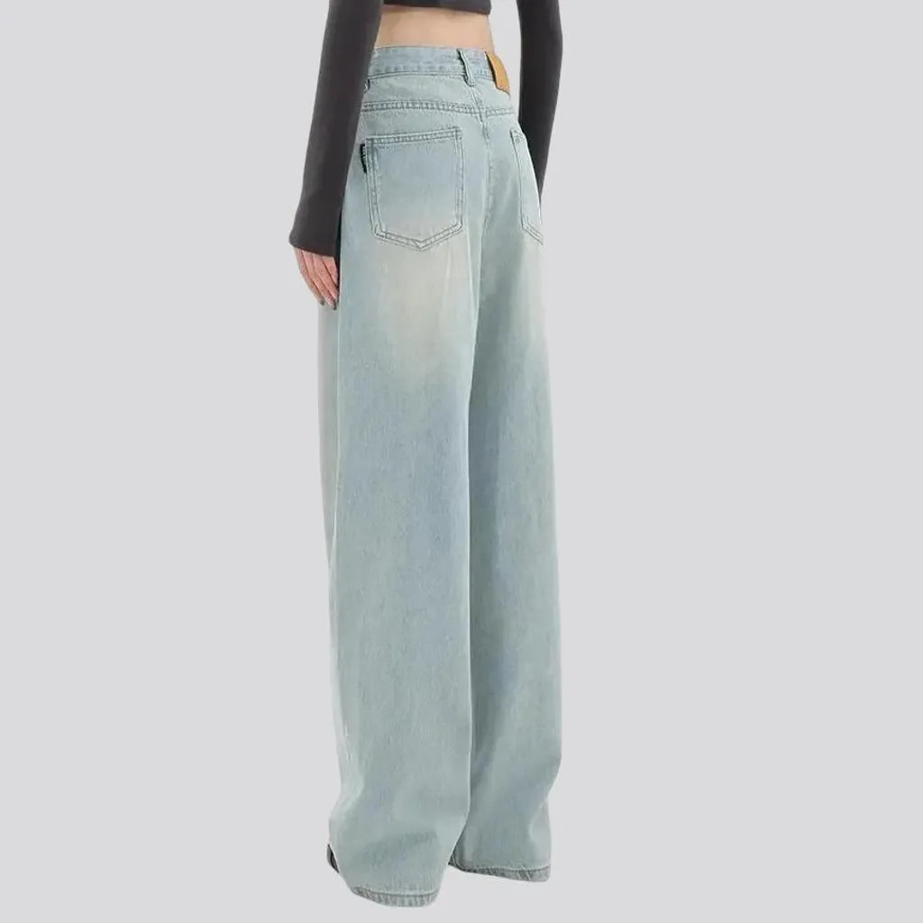 Boho high waist jeans for ladies