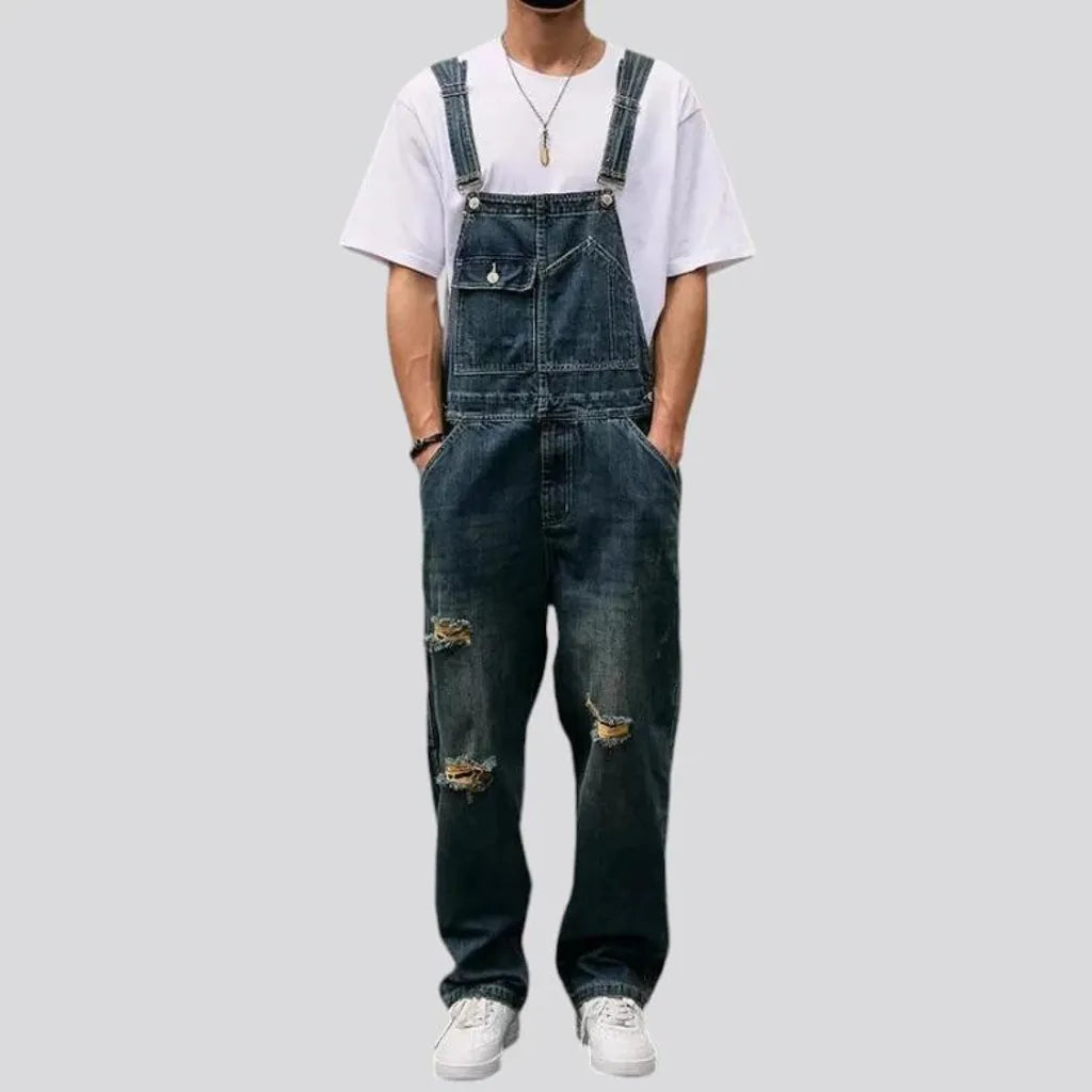 Fashionable loose men's jeans dungaree