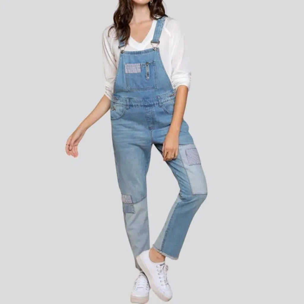 Light-wash denim overall for women