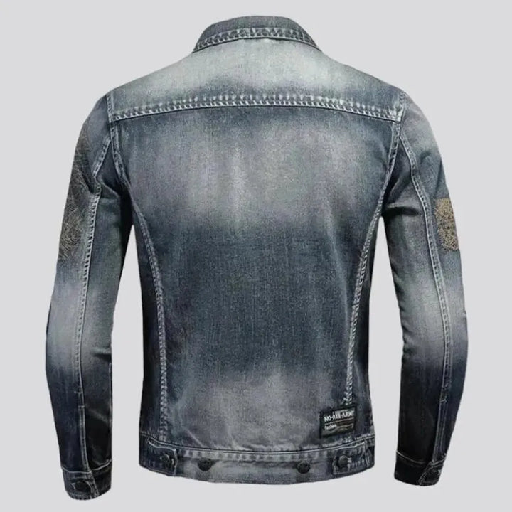 Sanded slim men's denim jacket