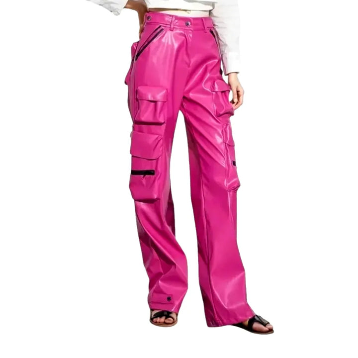 Boho High Rise Jean Pants for Women - Pink