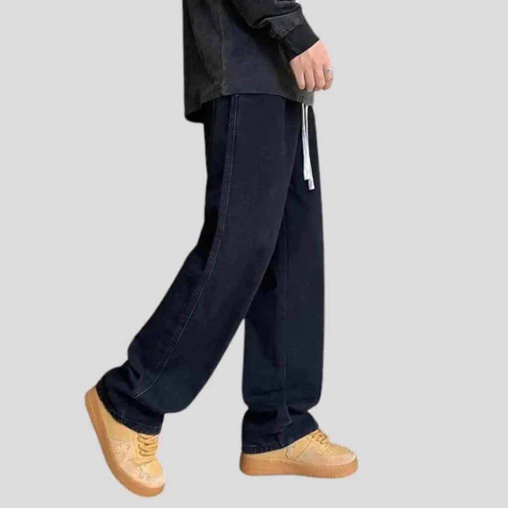 Faded light baggy-leg men's denim joggers