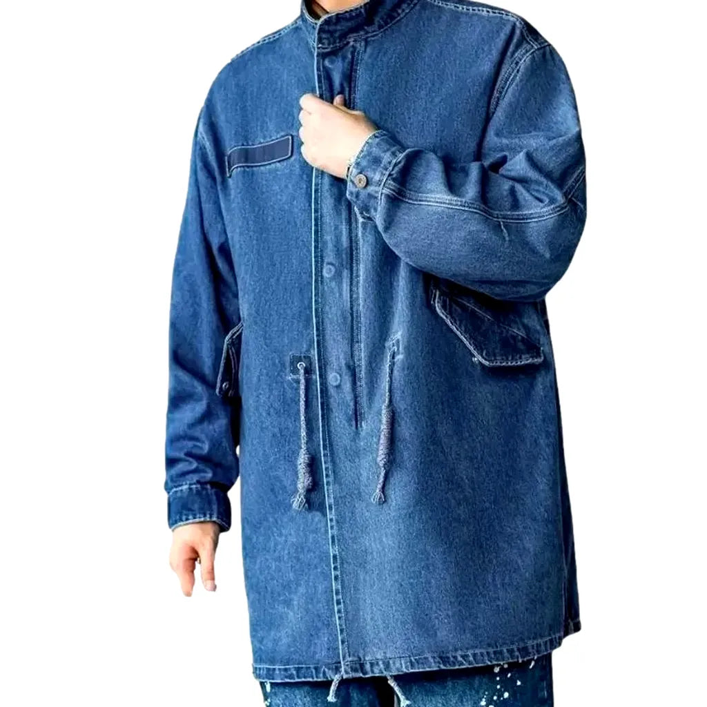 Boho Oversized Jeans Coat for Men - Blue