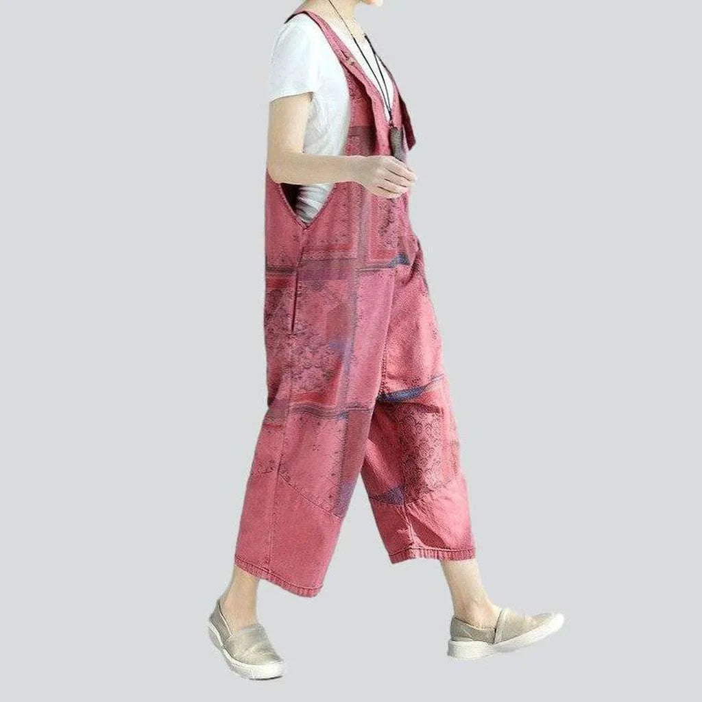 Casual women's painted denim dungaree