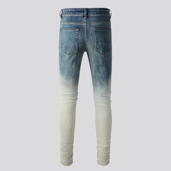 Biker distressed ombre men's jeans