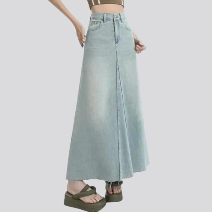 Raw-hem fashion denim skirt
 for ladies