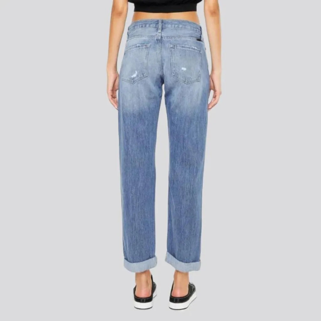 Mid-waist women's rolled-hem jeans