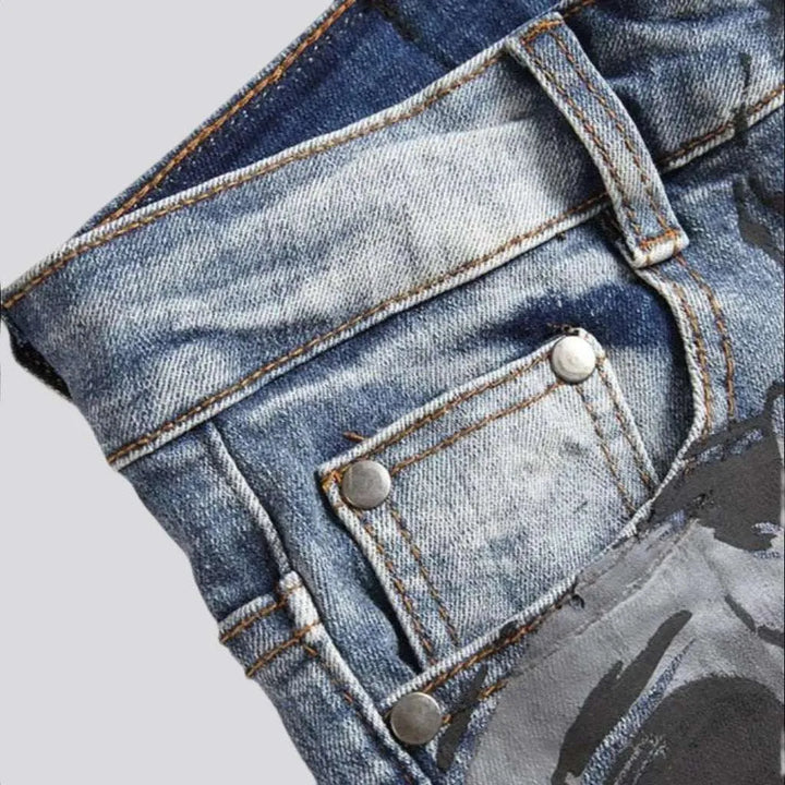 Painted men's y2k jeans