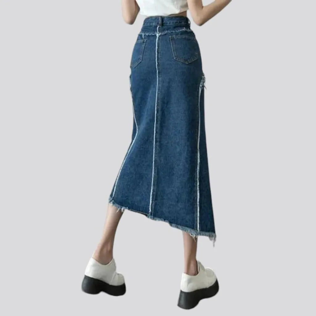 Distressed women's jean skirt