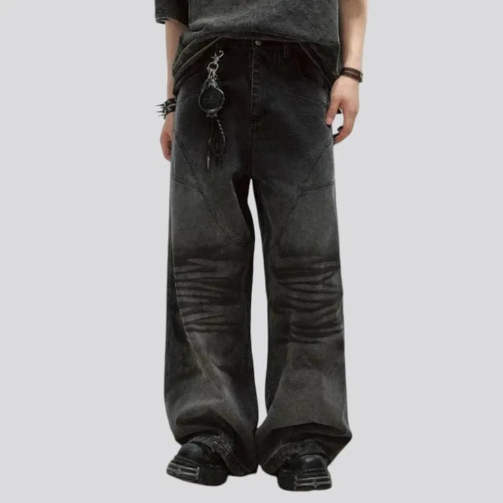 Retro wide fit faded men's jeans