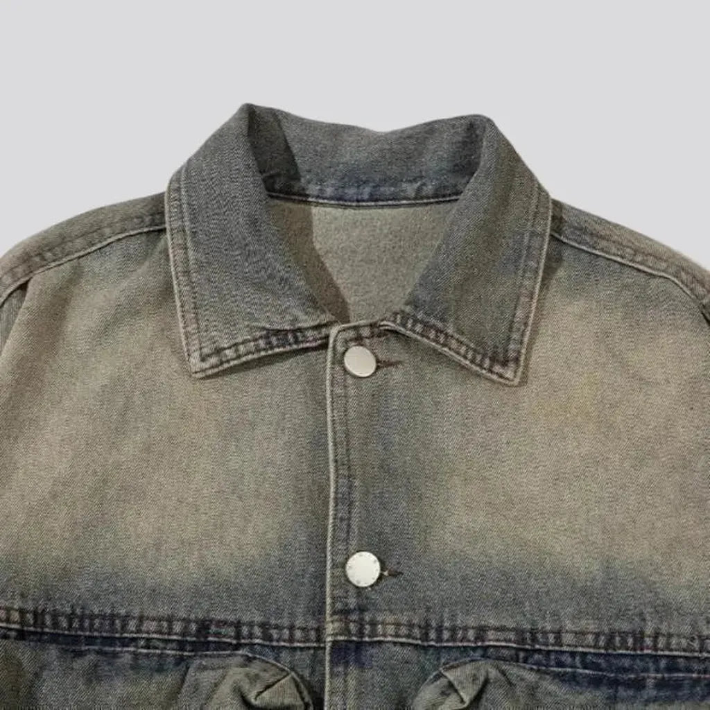 Sanded voluminous denim jacket
 for men