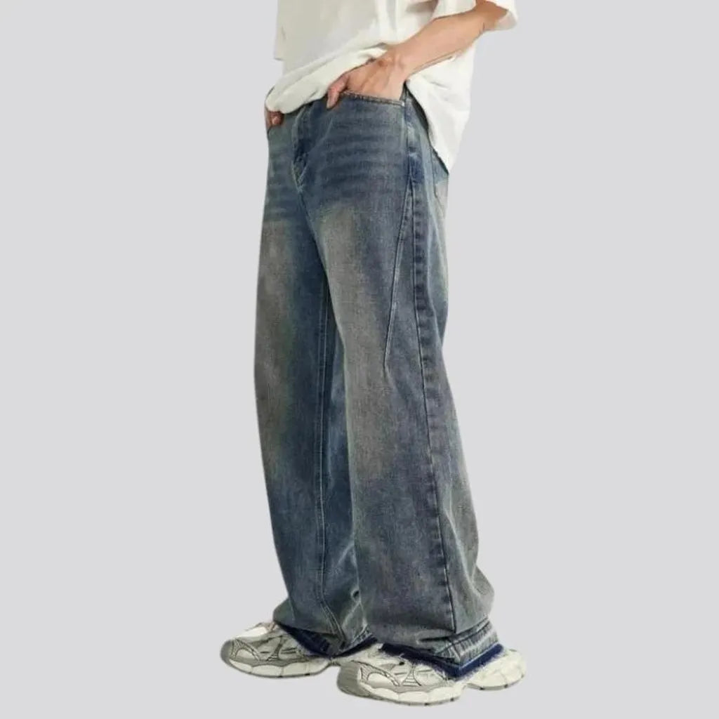 Whiskered street style light jeans for men