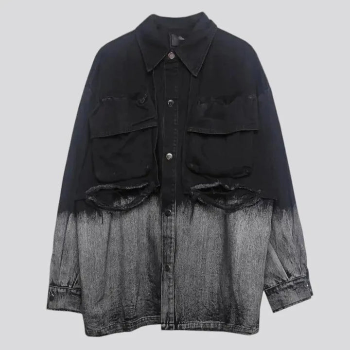 Oversized boho men's denim jacket