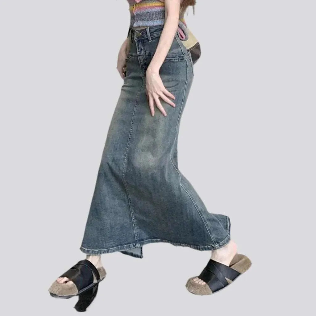 High-waist vintage denim skirt
 for ladies