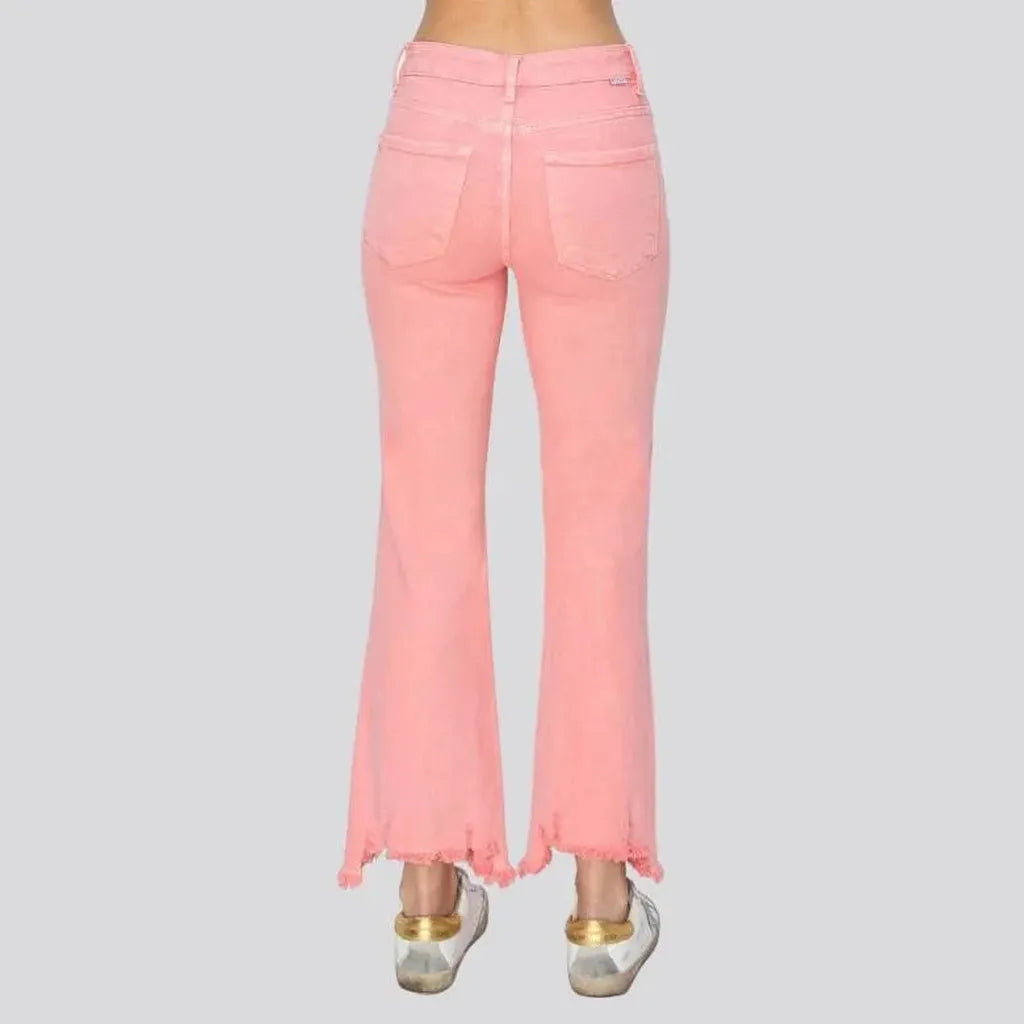 Color women's mid-waist jeans