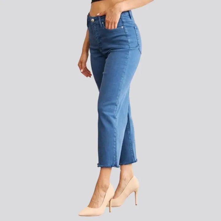 Raw-hem women's straight jeans