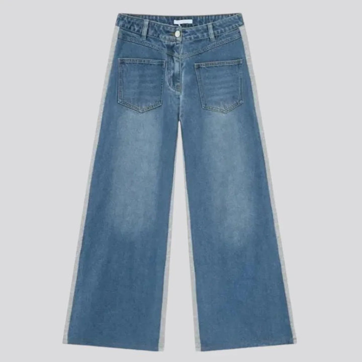 Mid rise sanded baggy men's jeans