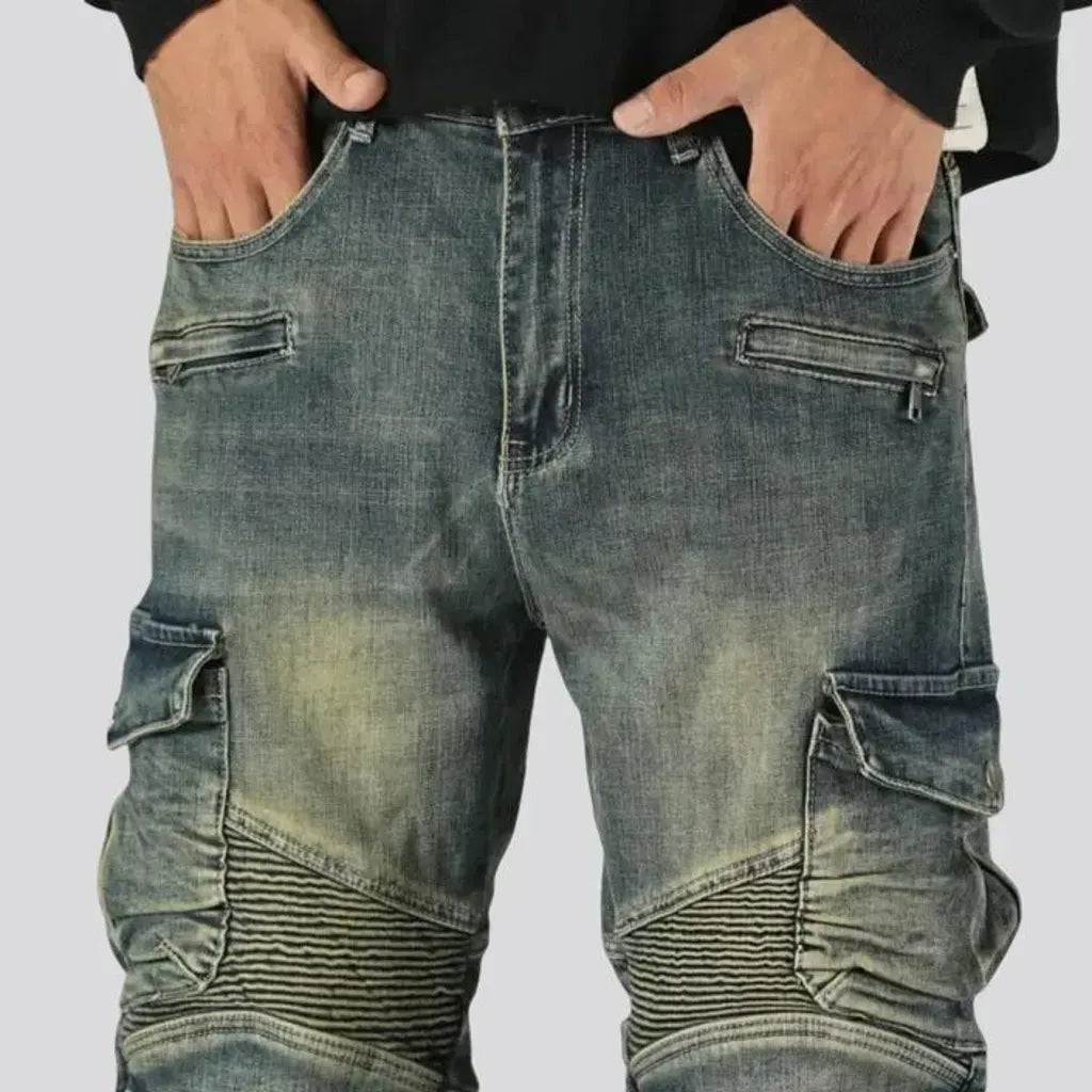 Biker style moto jeans for men