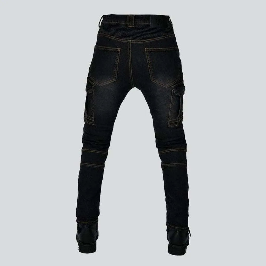 Men's moto jeans with zippers