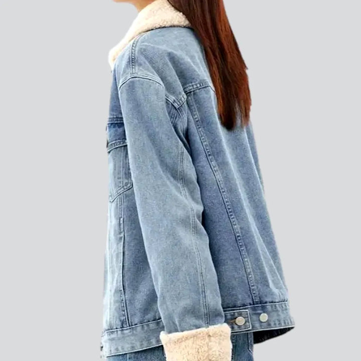 Sherpa fashion denim jacket
 for women